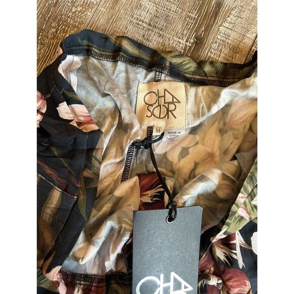 Chaser Tropical Womens Mini Skirt Size Medium Floral Button Pull On Lightweight - Picture 6 of 7